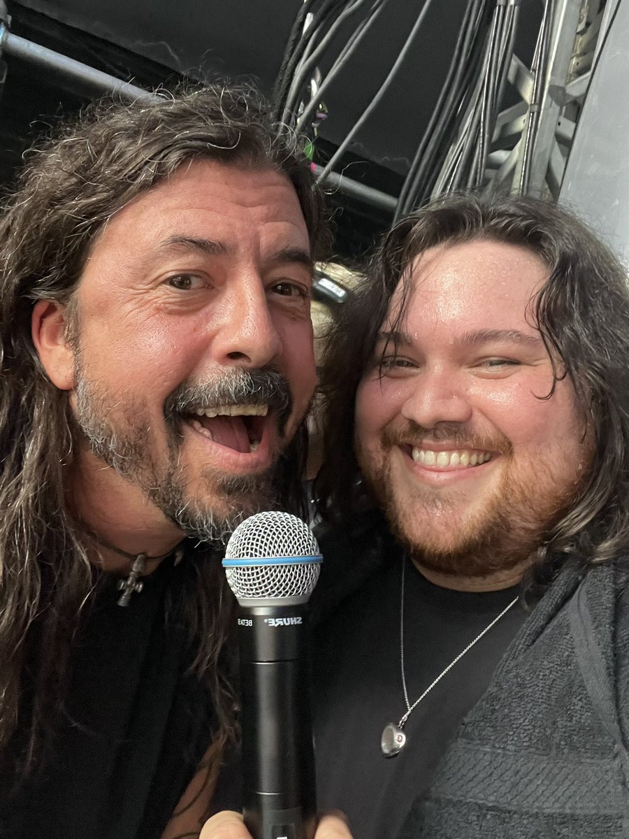 WolfVanHalen's tweet photo. Took some sweaty post jam selfies with my boys Dave, Justin, and Josh after getting off stage at the #TaylorHawkinsTribute. 

Honored to play with such wonderfully talented musicians to pay tribute to Taylor and Pop 🙏 https://t.co/CQGujAyrFk