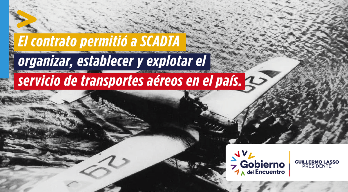 DGAC_Ecuador's tweet photo. #DatosAeronáuticos✍️🏻En 1928 se firmó el primer contrato de transporte aéreo entre el Gobierno de Ecuador y una empresa de aviación. Se trató de la Sociedad Colombo – Alemana de Transportes Aéreos, #SCADTA. https://t.co/5n52japBDA