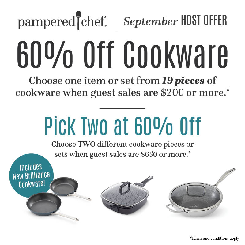 TriciaAntes's tweet photo. Looking to upgrade your cookware or perhaps add some new pieces to your existing collections? September is the perfect month to host, you can earn 60% off of up to 2 pieces of cookware!  Hosting an online Facebook party is super easy. What day do you want to start your party? https://t.co/ORb6HcYuzW