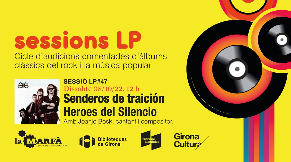 LaMarfamusica's tweet photo. T’agrada el disc “Senderos de traición” d’#HéroesdelSilencio?
Doncs no et perdis la Sessió LP#47 amb @JJBosk , conduïda per l'Edu Bonet!
https://t.co/7VoR1eM2wE
#Senderosdetraición #JoanjoBosk #SessionsLP #LaMarfà #divulgaciómusical #Gironamúsica #Gironacultura https://t.co/WKy1IdGY4q