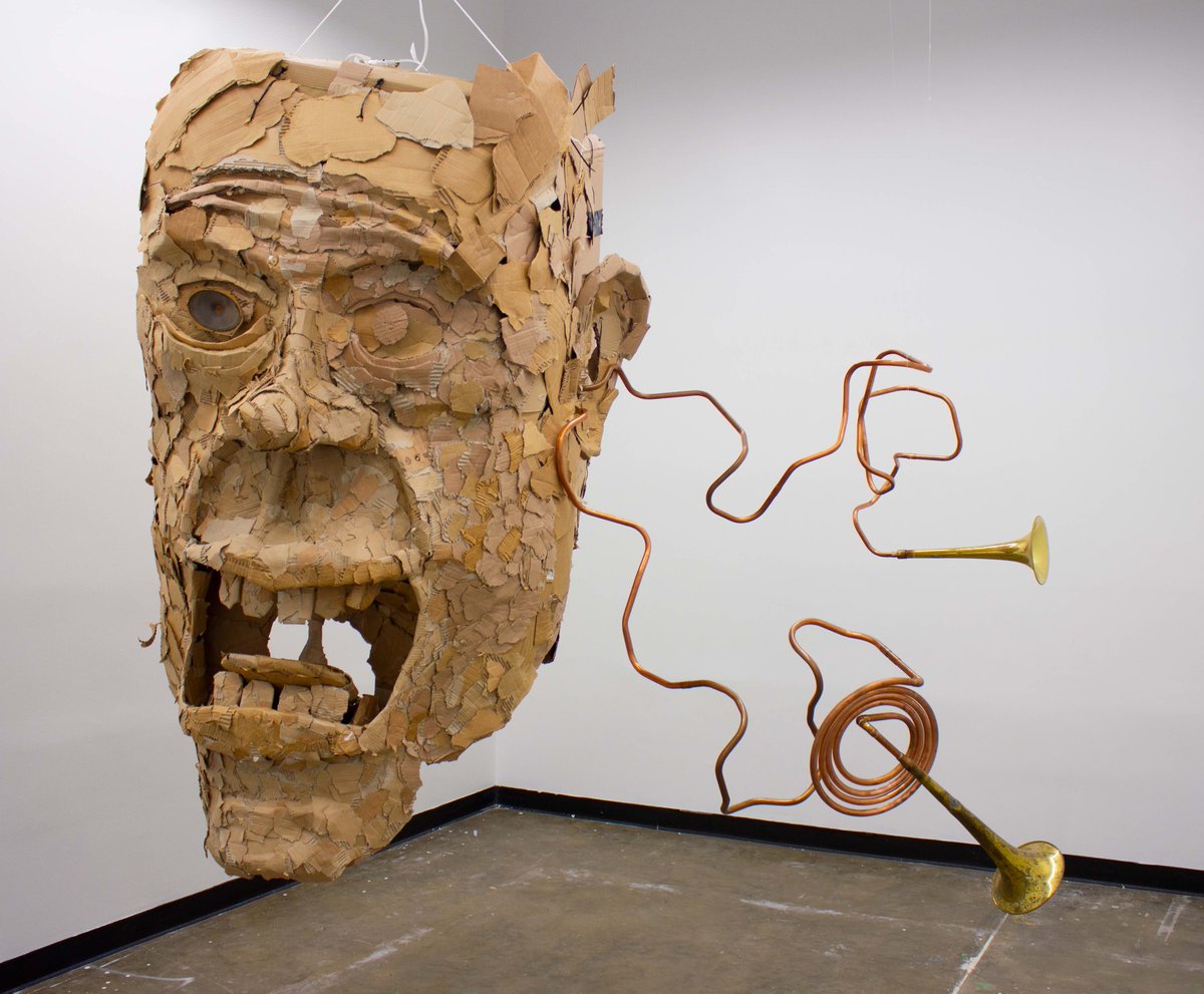 I made a massive cardboard head at Ivester Contemporary -- come play / wear it like an oversized theremin until Oct 15