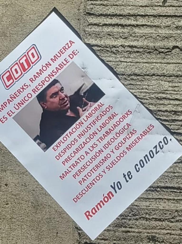 COTOanonimos's tweet photo. Los trabajadores y trabajadoras de #COTO te decimos BASTA @RamonMuerza...este 15/9 no contas con nosotros. @OscarTedescoSEC @m_migliore @Sergio_OrtizOk @sabriparedessec @ComercioCapita1 @ChrisSosaSEC @MGonzalezSEC @Rociotweet @JoseMedinaSec @BuffonePablo @cocorojas83 https://t.co/5bRPNklMqn