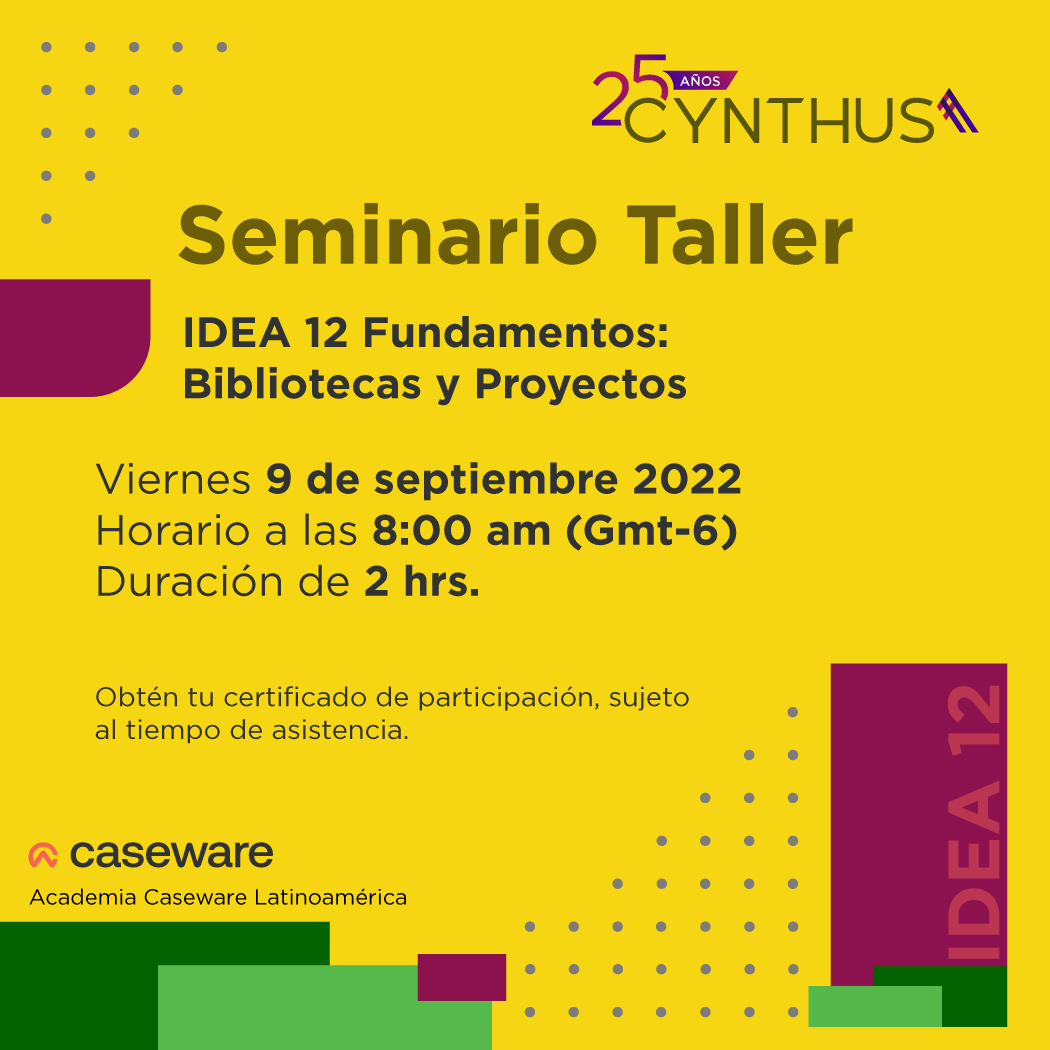 GrupoCynthus's tweet image. Nuevo #SeminarioGratuito de #idea12 Fundamentos, ideal para usuarios que hayan adquirido recientemente su licencia de #CaseWareIDEA y deseen reforzar sus conocimientos en la herramienta. Realiza tu inscripción en ➡️ lnkd.in/e_fysJZd
#casewarelatinoamérica #auditoria