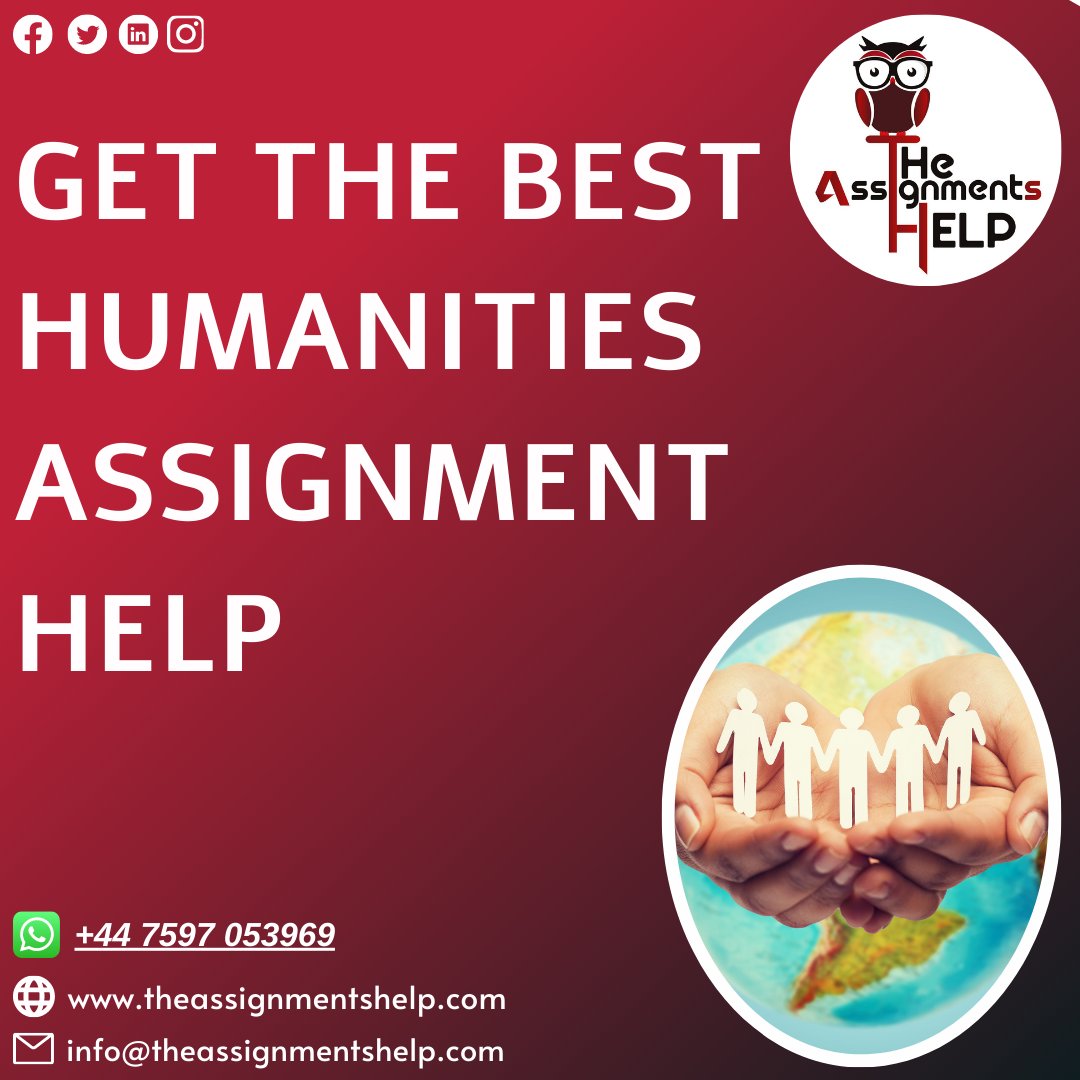 tasignmentshelp's tweet image. Get the best assignment help with your Humanity assignments.
Order your task now and get a Discount of 30% on your Humanity assignment
#humanities #humanitiesassignment #humanitiesassignmenthelp #humanitieshomeworkhelp #assignmenthelp #assignmenthelponline #theassignmentshelp