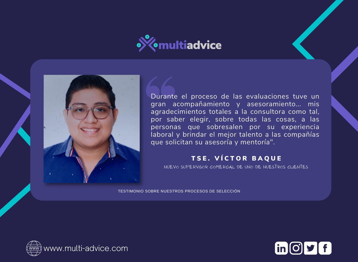 multiadvice_ec's tweet photo. 💡Para nosotros es importante que todos quienes postulan a nuestros procesos de selección se lleven una gran experiencia, enriquecedora y de utilidad para su crecimiento personal y profesional.
Les compartimos parte de la experiencia de uno de los postulantes.

#Multiadvice https://t.co/ffO2VUokCm