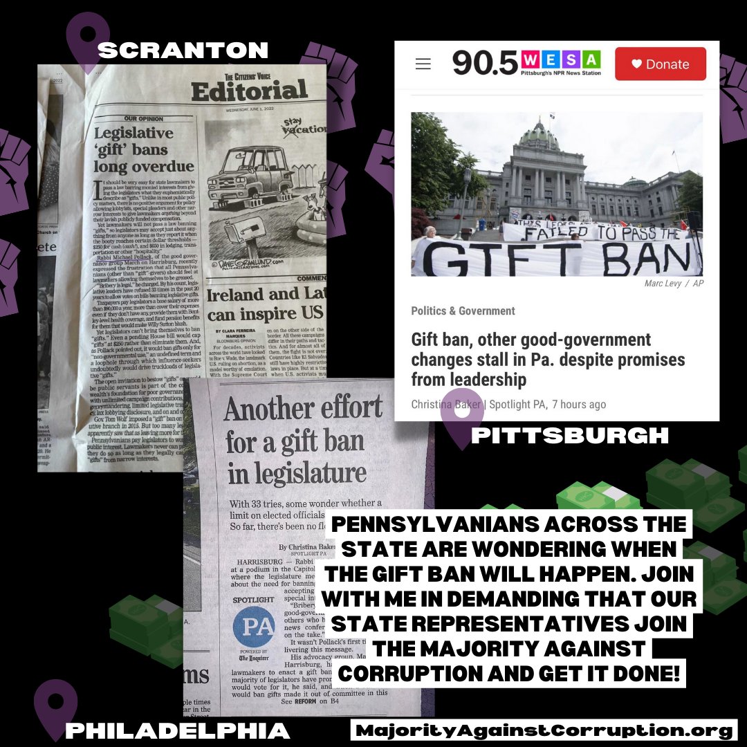 EndPACorruption's tweet photo. We DEMAND the right to govern ourselves. 

We DEMAND the end to the obvious corruption taking place in our state government which is clearly laid out 
Every. 
Single. 
Year. 
In newspapers ALL across the state.

We DEMAND our state legislators #BanBribes in 2022.

4/6 https://t.co/BlgRcZGSAR