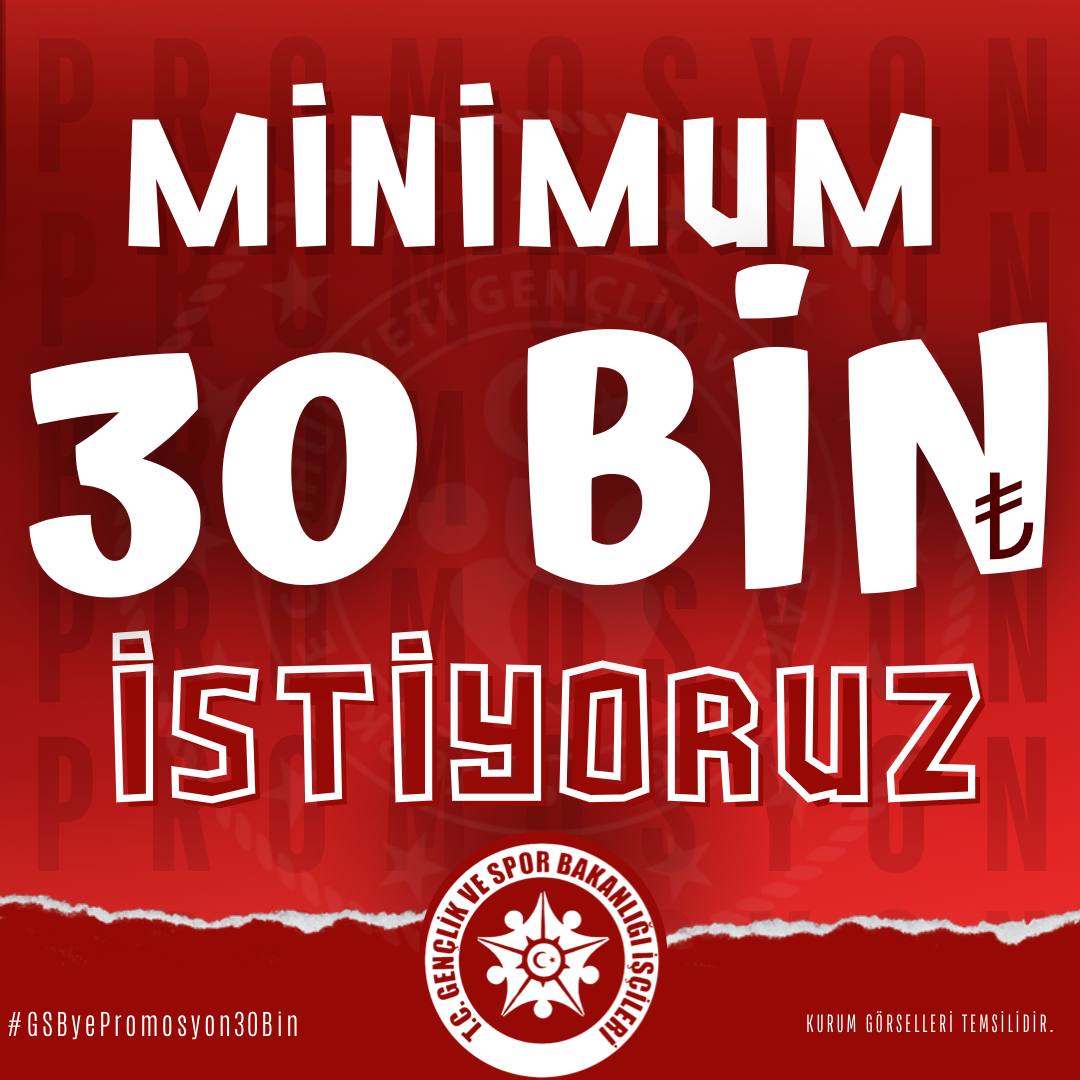 Sayın yetkililerimiz GSB çalışanlarının, promosyondan yüzleri gülsün #GSByePromosyon30Bin
<a href="/rtErdogan/">Recep Tayyip Erdoğan</a> <a href="/kasapoglu/">Dr. Mehmet Kasapoğlu</a> <a href="/ziraatbankasi/">Ziraat Bankası</a> <a href="/alcakar/">Alpaslan ÇAKAR</a> <a href="/ihsanselimb/">İhsan Selim Baydaş</a> <a href="/hamzayerlikaya/">Hamza Yerlikaya 🇹🇷</a>