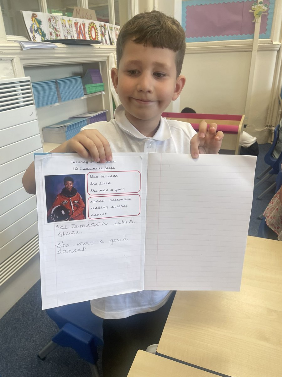 carolyashworth's tweet photo. Today we have written facts about our new character @maejemison we are super writers! #crosscurricularwriting #history @EPSElton https://t.co/0YLQRHvgqL