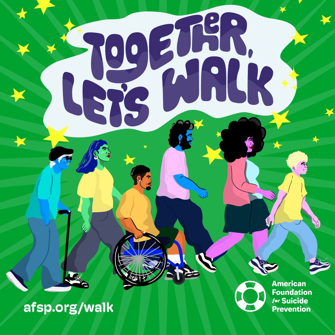 HopeSquads's tweet photo. Imagine if we could walk together toward a world without suicide. Together, we can. Walk &amp; support all month long (and beyond!), as we all continue to make strides in saving lives, and bringing hope, one step at a time, to those affected by suicide. #hopesquad @afspnational https://t.co/RZDjPu1pTK