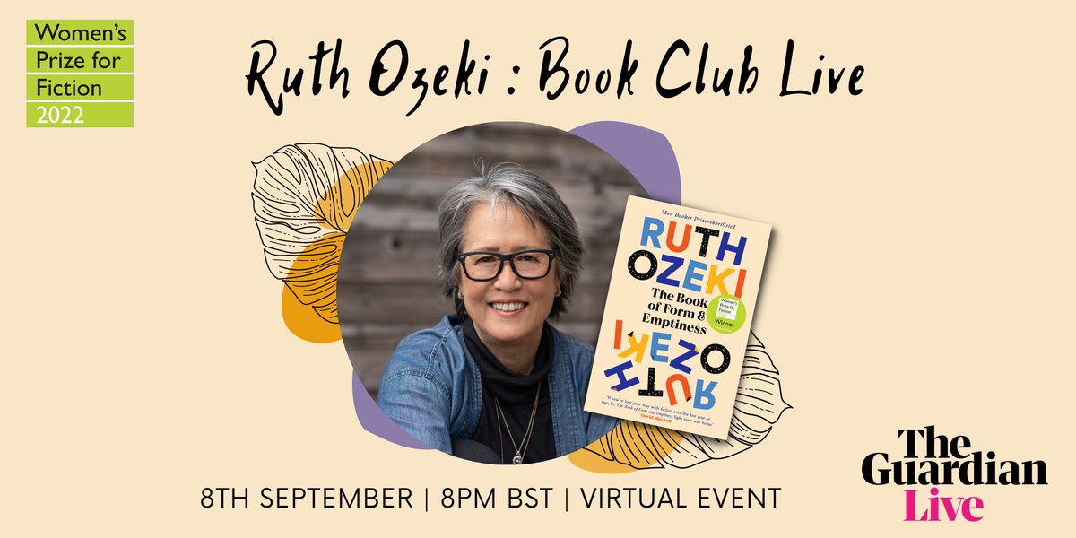 No plans on Thursday? Join our virtual Book Club with 2022 winner <a href="/ozekiland/">ruth ozeki</a> 🙌

In this special event with <a href="/guardianlive/">GuardianLive</a>, Ruth will be discussing her winning novel and her process, plus you’ll be able to ask your own questions.

Get your ticket now: 
bit.ly/ruth_ozeki_boo…