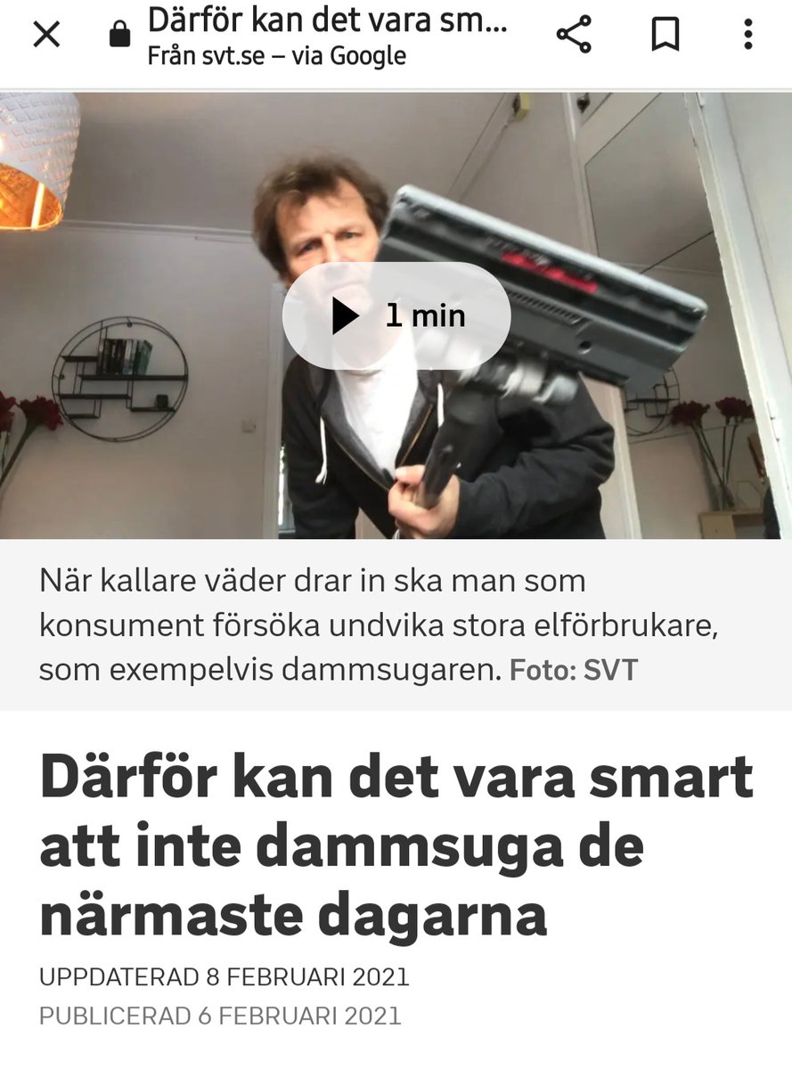 YmirAkaBlenin's tweet photo. Kommer ni ihåg när Svt kom ut med att det kan vara smart att inte dammsuga de närmaste dagarna?
Undrar när det kommer en artikel där det står:
"Det kan vara smart att inte ladda din elbil de närmaste dagarna"
@svtnyheter #svpol #miljönissarharkörtossibotten #fuckMP https://t.co/XShYGz6knC