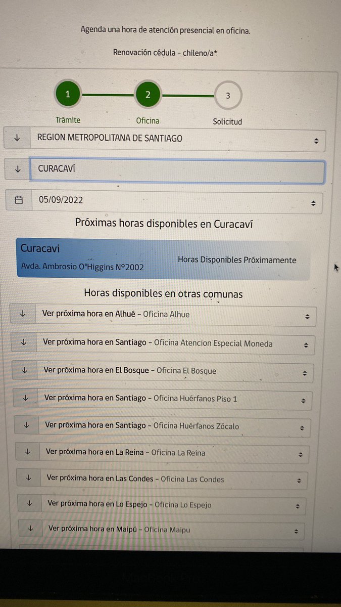 hunterfox's tweet photo. @RegCivil_Chile hola! Me podrían ayudar por favor? No está disponible la reserva de horas para el reg civíl de Curacaví y por teléfono siempre está sin disponibilidad de atención. Necesito renovar CI https://t.co/mB44lXhrWN