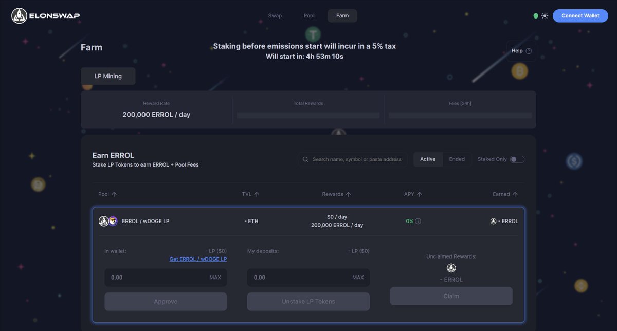 👨‍🌾 ARE YOU READY TO FARM? 👨‍🌾

Farming is now live on <a href="/ElonSwapdog/">ElonSwap</a> and I'm super excited about it 🔥👀

You can now farm $ERROL / $wDOGE and earn some insane APY's with the click of a few buttons 💸✨

Follow the link below to start farming 👨‍🌾
elonswap.dog/farm