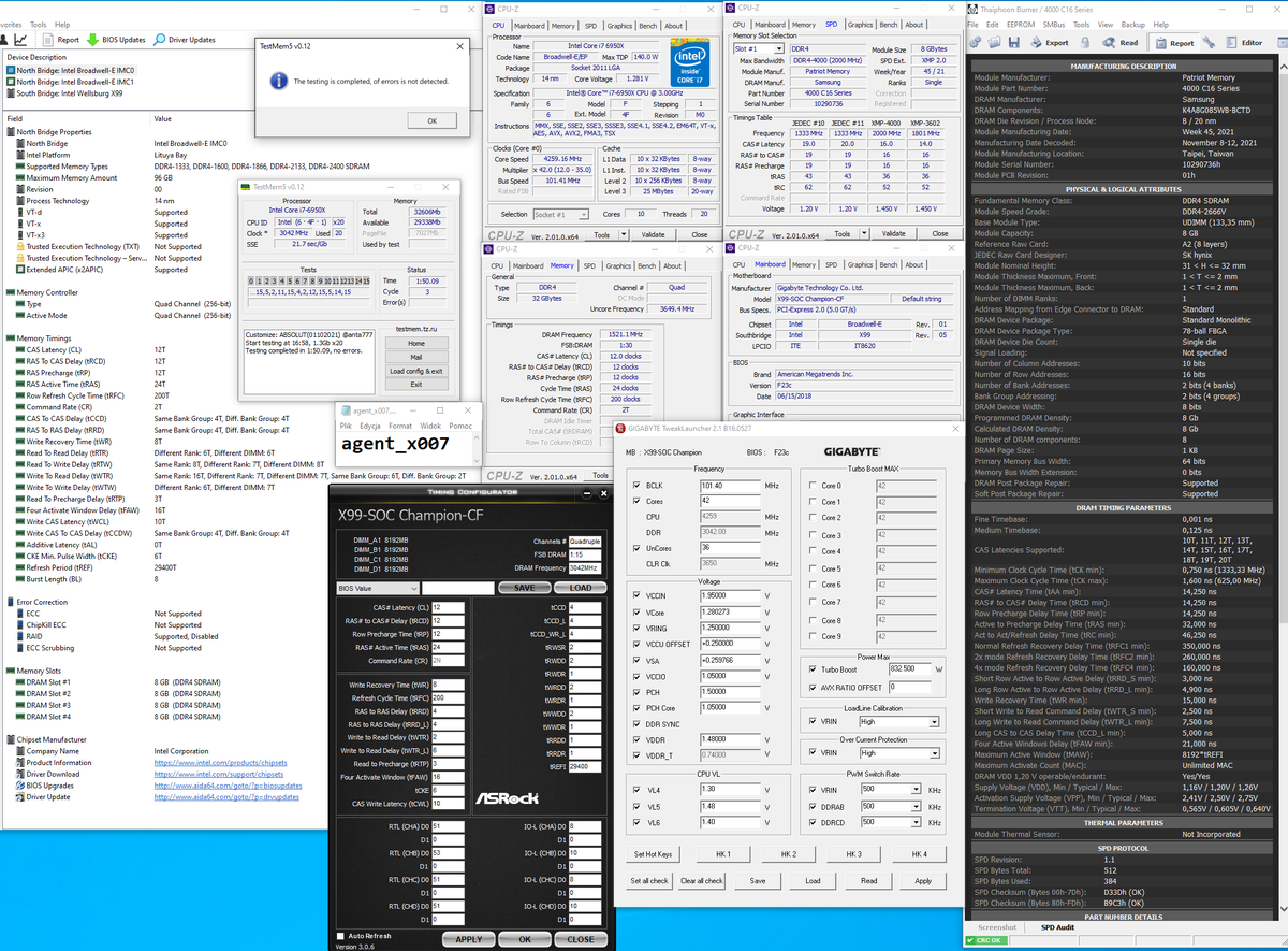 agentx0073's tweet photo. @Buildzoid1 For really short videos, you could pick one for each platform or each memory type.
Q : I own X99 platform, is Bdie (DR) @ Dual Channel better than Bdie (SR) @ Quad Channel ? 
I attached my current 24/7 settings (AIDA64 timings tab for tertiary names), Thx. PS. tCKE is at 4 now. https://t.co/VMhHYbcmmU