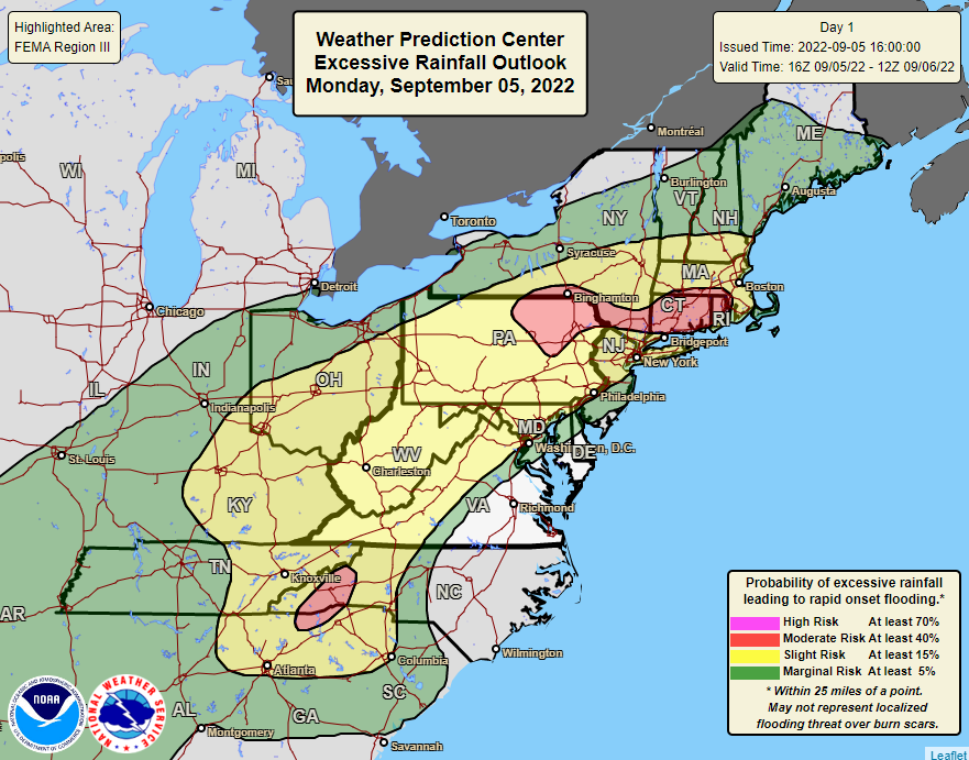 Heavy #Rain &amp; Flash #Flood risks are in effect from the Southeast to Northeastern U.S. thru tonight due to a slow-moving front, encompassing nearly 90 million people incl. the ATL, DC, Philly, NYC, and Boston metro areas. For flood safety tips, visit: weather.gov/safety/flood 🌧️