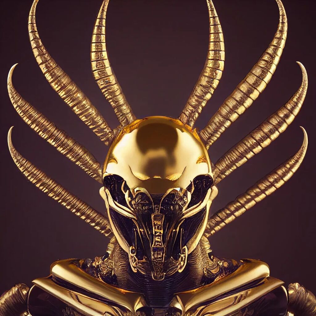Winshot's tweet photo. /imagine prompt : " H. R. Giger crystal sculpture of predator, ornate gold metallic details, glass tilted background, 8K, octane render - - test - - creative - - upbeta - - upbeta"

My attempt at midjourney ai, what a fun thing to experiment with by just… https://t.co/EnrKtUzWYw https://t.co/n54kZbDDdL