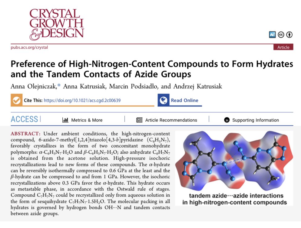 DMCh_AMU's tweet photo. Again the active pharmaceutical ingredients are featuringin our #FreshArticle.
These high-nitrogen-content compounds provide a colorful case-study on polymorphism and solvates stability and shows the importance of recrystallizations performed at home in investigation of API 💊 https://t.co/v5kex6KFcB