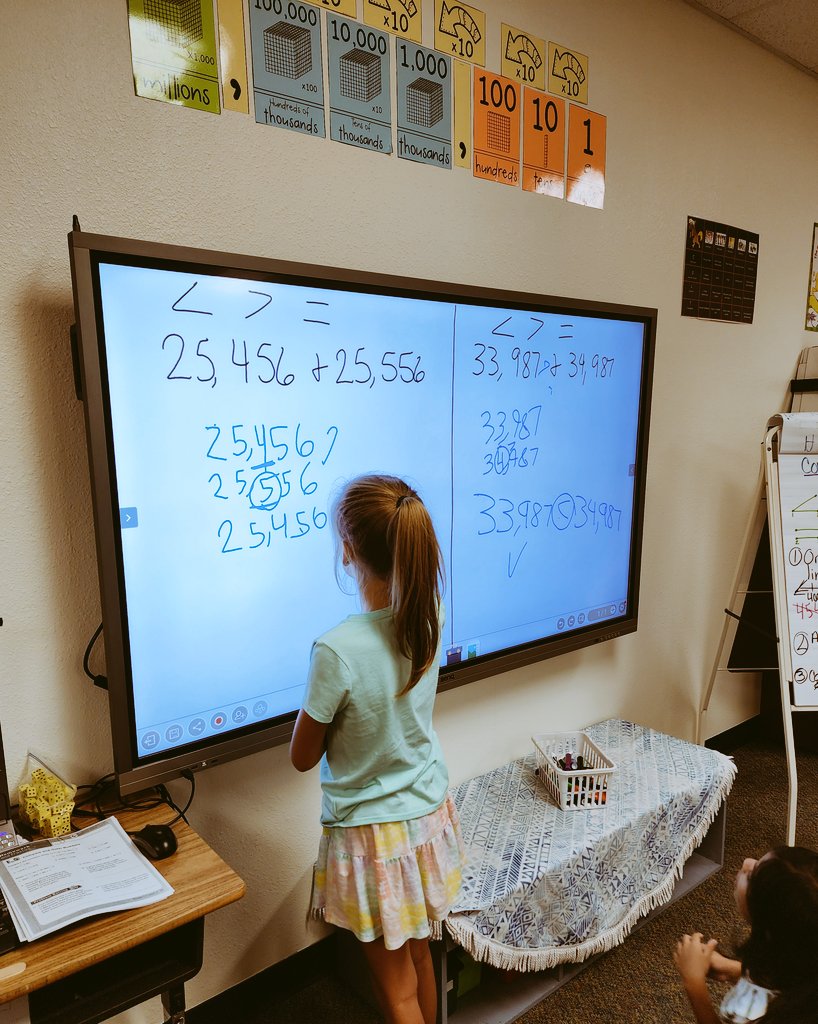 A Less than, Greater than, or Equal to refresher lesson on our new BenQ board! #minshewColts #myMISD
