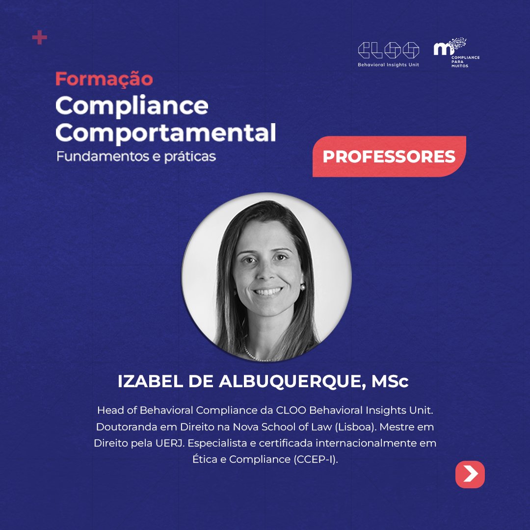 CLOO_Unit's tweet photo. A NOVA TURMA da Formação Compliance Comportamental - Fundamentos e Práticas, com 10 horas de duração, terá início no próximo dia 25 de Setembro! 

Gostaria de saber mais e realizar a sua inscrição?

 Basta acessar https://t.co/VP6V3VhyIP https://t.co/b9Zt9KAdVa