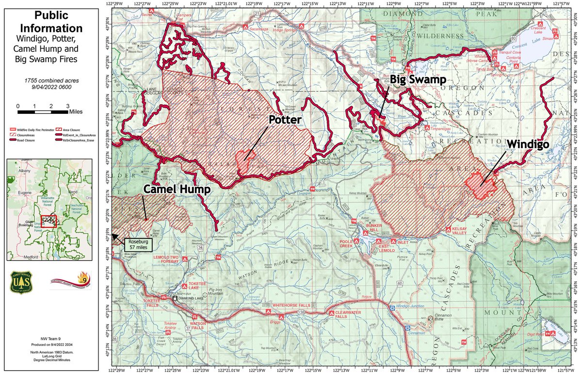 willametteNF's tweet photo. 9/5/22 #WindigoFire #BigSwampFire #PotterFire daily update. Follow https://t.co/FHzpsWELId for the latest fire info. https://t.co/M7ZL312iRh