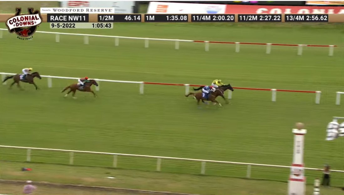 JumpingwithNSA's tweet photo. WINNER of the steeplechase flat race @ColonialRosies is @RiverdeeStable AWAKENED. @jpbargary94 rides for Jack Fisher.

2 - South Branch Equine's ROBERT'S LUXURY. @SeangMcDermott rides and trains.

3 - William Russell's SEISMIC WAVE. @sirgerry29 rides for Neil Morris. https://t.co/JKKDgq2jhZ