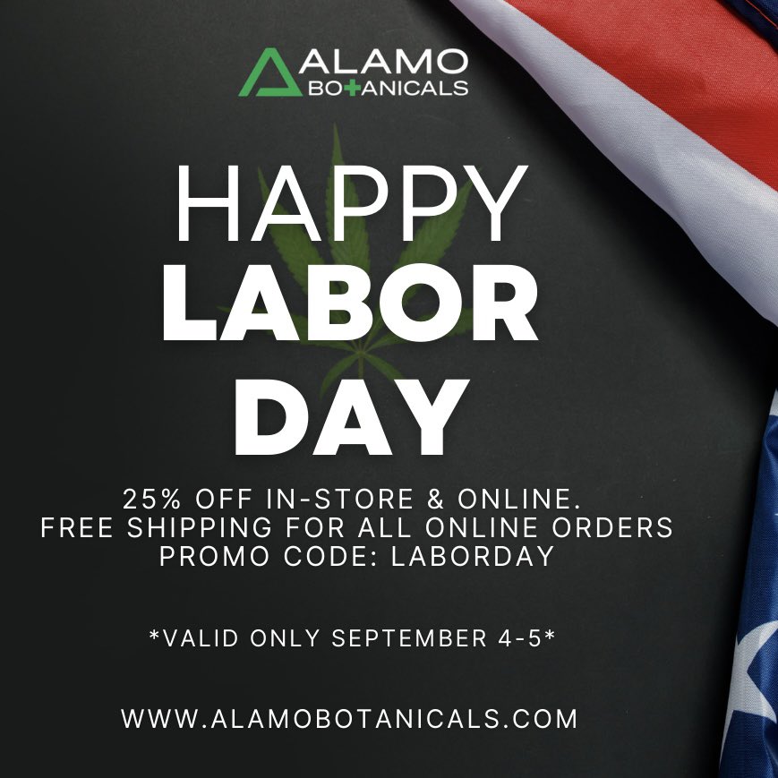 AlamoBotanicals's tweet photo. LABOR DAY SALE!
Come celebrate with us today in-store and online.  September 5th receive 25% OFF your entire purchase! Online customers will receive FREE shipping! Use code: LABORDAY https://t.co/JkId8EqAN8