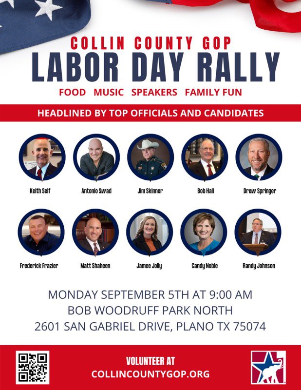 FrazierForTexas's tweet photo. Great speaking and seeing everyone at the Labor Day Rally held by the @CollinGOP in Plano. Let’s GO https://t.co/vCLBC5wlpH 🇺🇸 https://t.co/mpp9w5fjkx