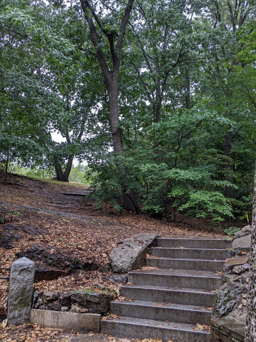 revfredsmall's tweet photo. Halfway through Sec. 3 on our 2nd day hiking the #WalkingCityTour, actually preferring the cool wet weather to yesterday's dry heat. We ♥️ the @EmNecklaceBos, @CityOfBoston's #UrbanWilds & #puddingstone, the official Massachusetts State Rock! #CarFreeAdventures @MilesPerHoward https://t.co/zjwTiAcbMv