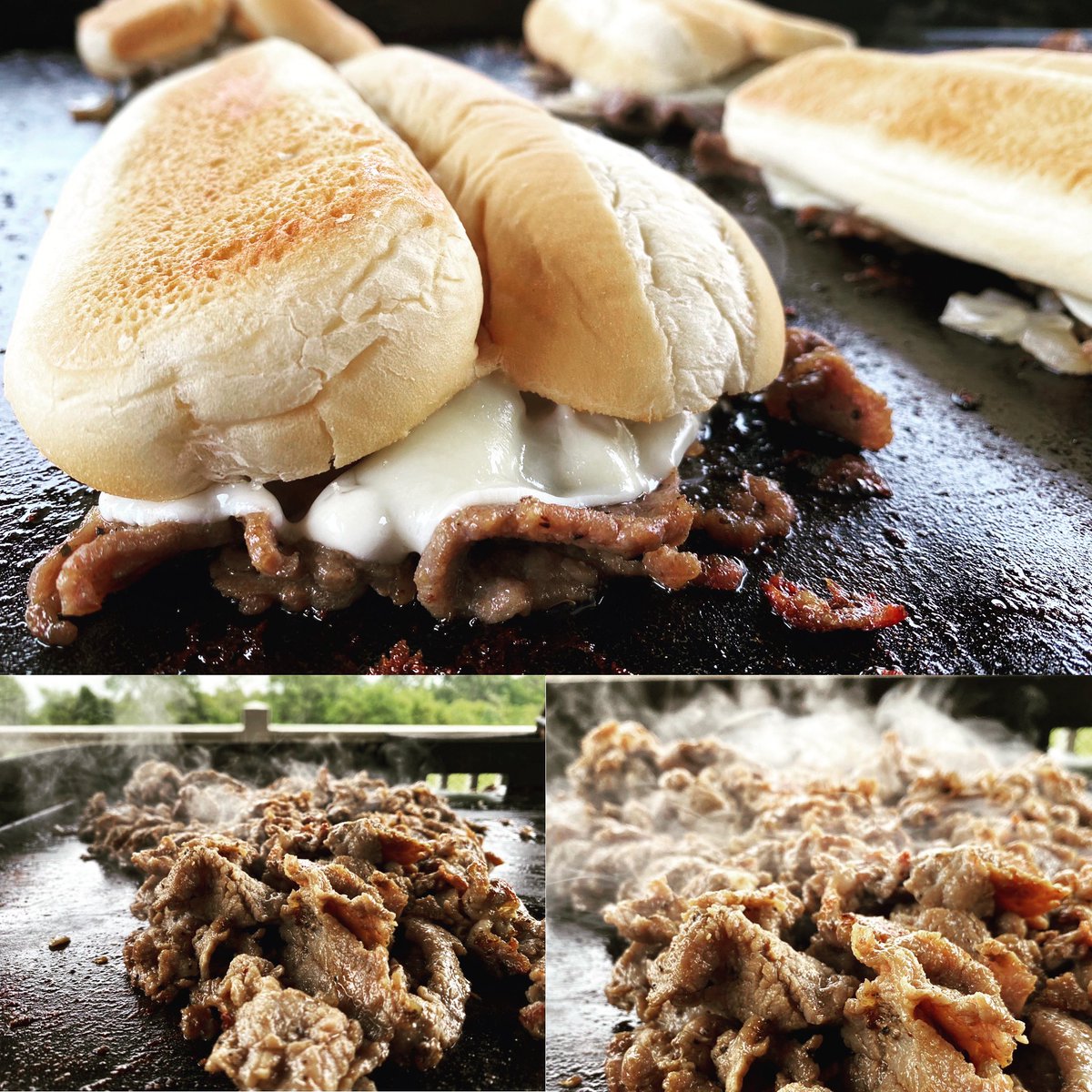 DudeBBQ's tweet photo. Philly #cheesesteak on the #blackstone. Prefer them wit and provolone over whiz. #oneprovolonewit #didisaythatright? https://t.co/edX5GYmSr5