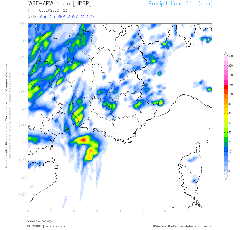 La localisation reste difficile à prévoir précisément mais de nombreux signaux existent pour des #orages faiblement mobiles sur l'est du #Languedoc entre la fin de nuit prochaine et la journée de demain mardi. #orages. Forts cumuls en peu de temps possibles sur zones localisées. 