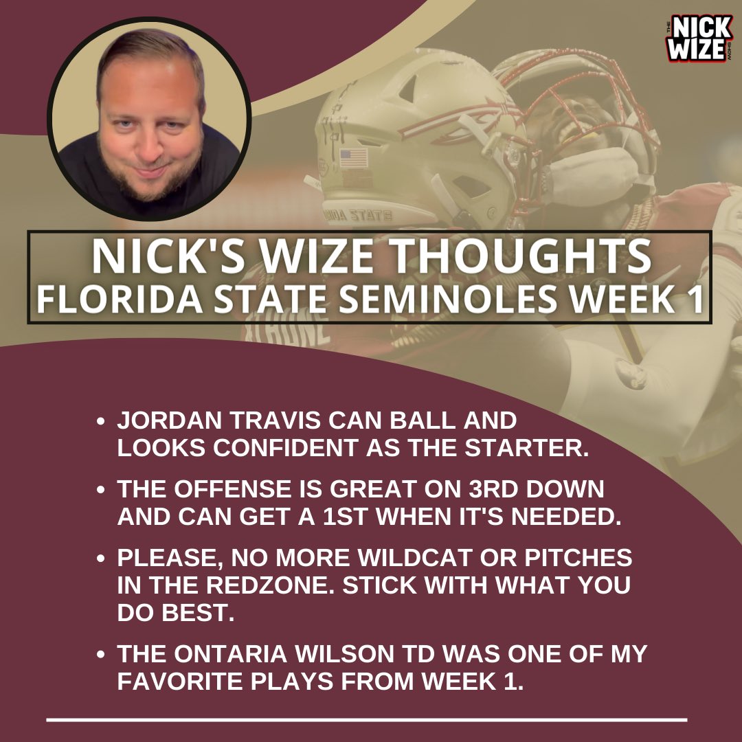 iAmNickWize's tweet photo. My #WizeThoughts on Florida States win last night over LSU. https://t.co/4xu3T6Jkgj