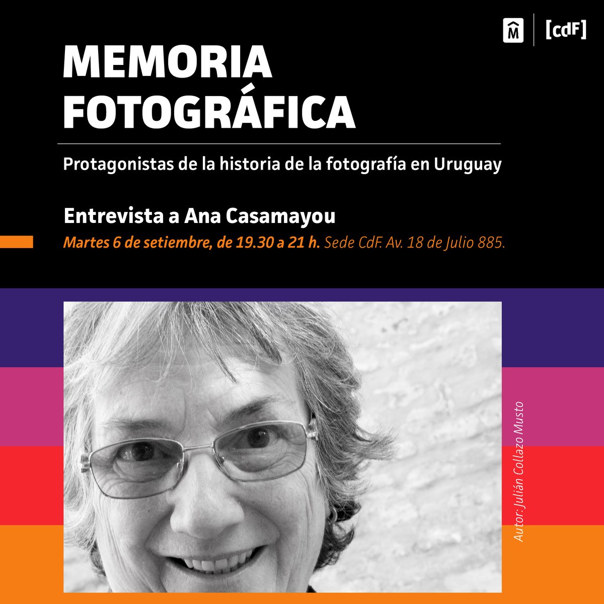 CdF_IM's tweet photo. ⏳En minutos arranca “Memoria fotográfica" en la 📍#SedeCdF. La segunda entrevista de este ciclo será a Ana Casamayou + info: https://t.co/OxPVaJ8G0B. 
🔴Si estás en casa miralo por zoom https://t.co/mE5UaQzRjc o en nuestro Canal de YouTube. https://t.co/ev35otZ9Js