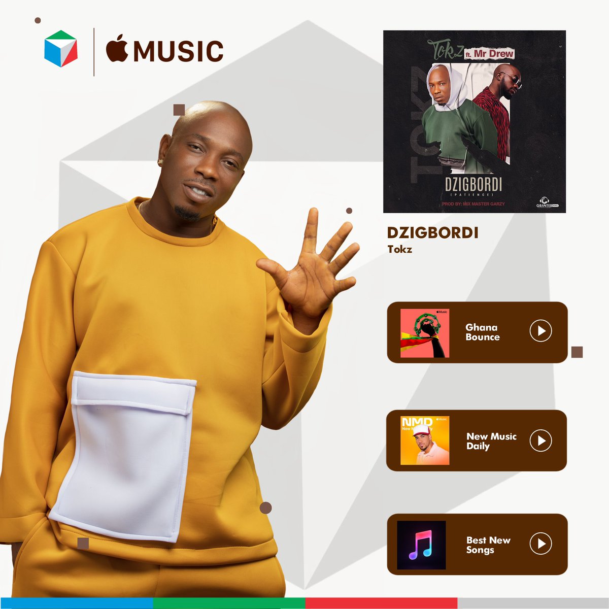 highvibesdc's tweet photo. Playlist placement for @tokz_gh Dzigbordi ft @mrdrewofficial 🔥 

Big thanks to @applemusic for the support ✅ 

#tokz #dzigbordi #trending #applemusic #highvibes #highvibesdistribution https://t.co/tIWzppBWvN