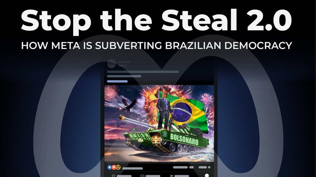 Eko_Movement's tweet photo. New research report by SumOfUs on Brazil's elections shows that @Meta learned nothing from the January 6 Capitol insurrection.
Meta’s platforms are fueling the spread of election disinformation and Brazil’s own ‘Stop the Steal’ movement.
https://t.co/fW5idb9o2f https://t.co/FvqLl2x46q