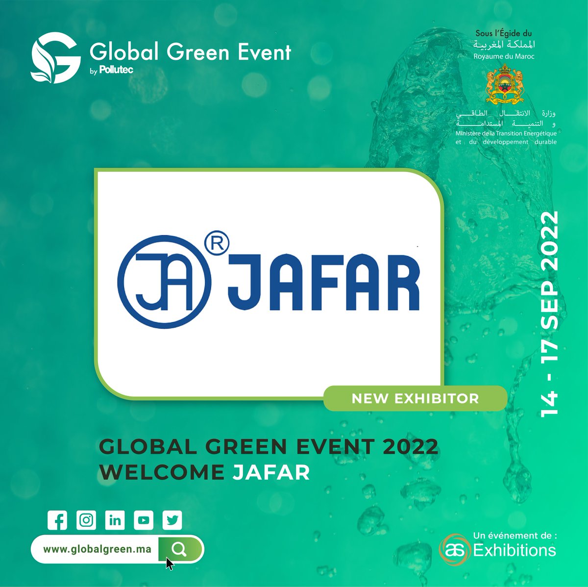 Global Green Event (@pollutecmaroc) on Twitter photo We are glad to present you JAFAR , our new exhibitor on the Global Green Event by Pollutec #GGE - which will take place from ππ ππ¨ ππ πππ©πππ¦πππ« ππππ at the MOHAMMED VI Exhibition Centre ( in front of the Mazagan Beach Resort)
badge.globalgreen.ma
#pollutec We are glad to present you JAFAR , our new exhibitor on the Global Green Event by Pollutec #GGE - which will take place from ππ ππ¨ ππ πππ©πππ¦πππ« ππππ at the MOHAMMED VI Exhibition Centre ( in front of the Mazagan Beach Resort)
badge.globalgreen.ma
#pollutec