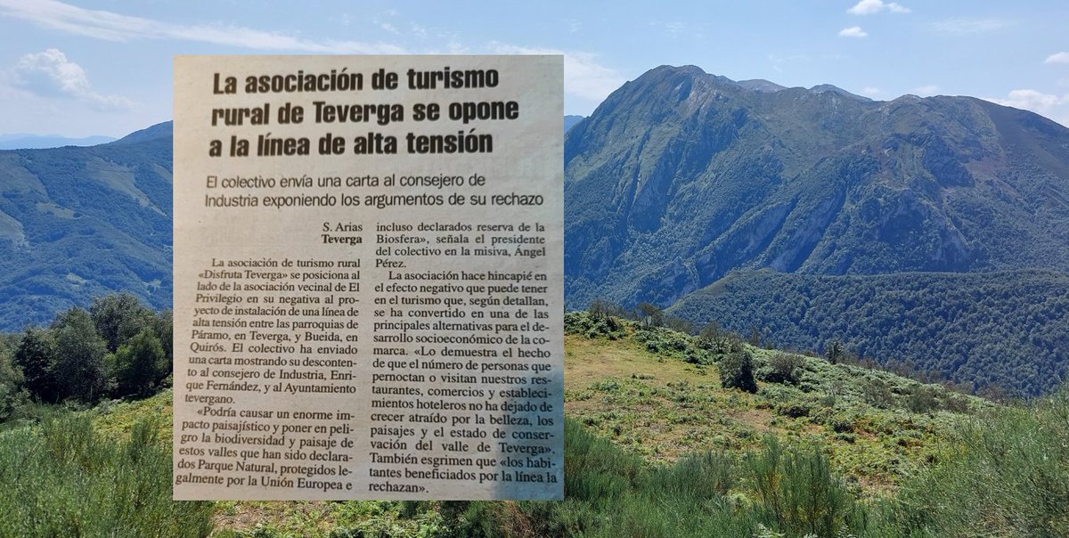 Ahora el rechazo viene de quienes se dedican al turismo rural: denuncian el impacto socioeconómico negativo que tendrá el tendido de alta tensión entre #Teverga y #Quirós #Tendido¡NON!
Y así se lo han hecho saber al consejero <a href="/QuiqueSmra/">Enrique Fernández</a> del <a href="/GobAsturias/">Principado de Asturias</a>