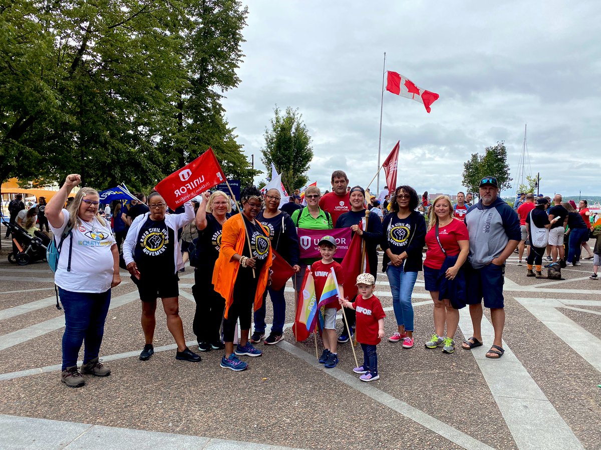 UniforTheUnion's tweet photo. #Unifor members were proud to march alongside labour siblings in #Halifax today to celebrate worker power. 

#LabourDay2022 #union #unionsforall https://t.co/2uZ498TFkx