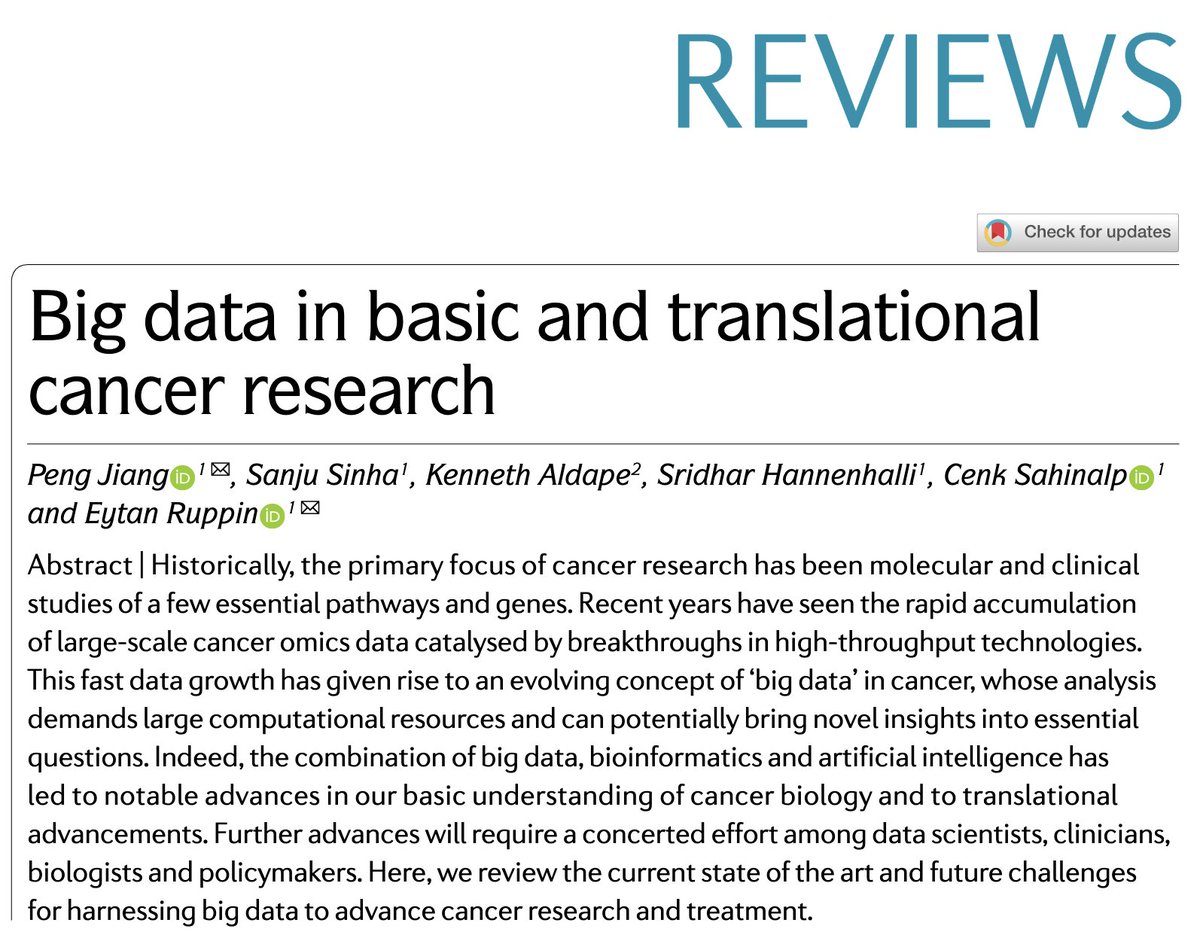 What are the big-data analyses that transformed the understanding, diagnosis &amp; treatment decisions of cancer? 

The next challenges to push this even further? &amp; a compilation of all the major big-data resources to assist in this.
Our review's full version: tinyurl.com/mrxpjaad