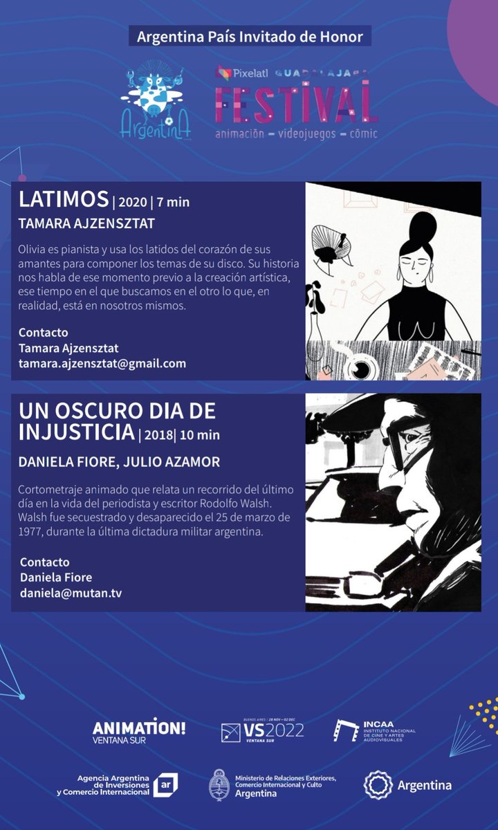 Estamos muy felices de participar en las proyecciones argentinas durante el festival <a href="/Pixelatl/">Pixelatl</a>  Mejico! No se lo pierdan!

#Pixelatl #animation #unoscurodia #animacion #animacionargentina #Mexico #animationfestival