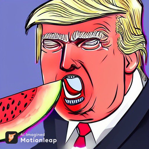 DeepFakeDon's tweet image. Donald Trump eating watermelon