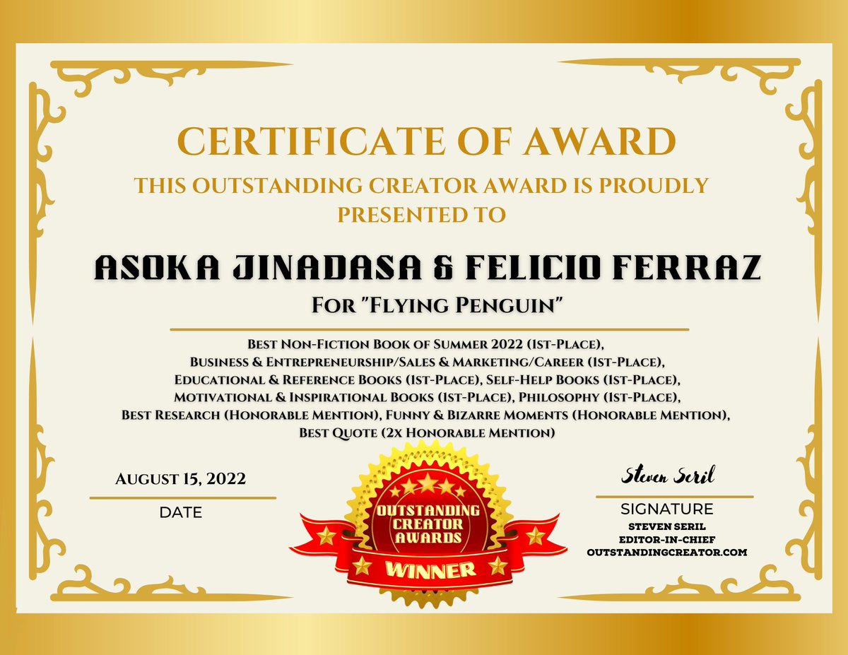 HigherFlyers's tweet photo. Flying Penguin second edition
#FlyingPenguin #awards2022 https://t.co/9c3Igildj3