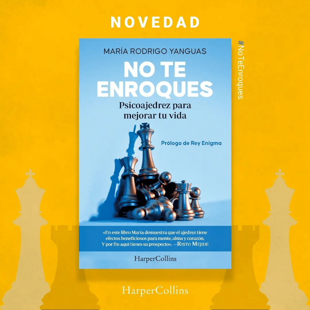 chesscom_es's tweet photo. 💥NOVEDAD💥

Nuestra compañera, streamer, jugadora y psicóloga @merybliya ha publicado su primer libro "No Te Enroques".

Un libro donde habla sobre su experiencia profesional como psicóloga, ajedrecista y entrenadora. #Ajedrez #NoTeEnroques

Más info: https://t.co/0vkvMfpHYC https://t.co/moVWazTIBm