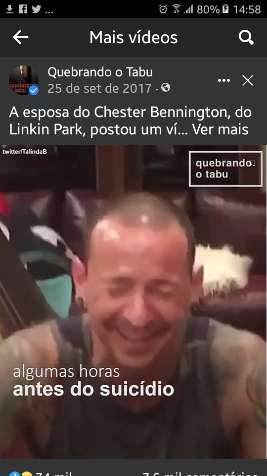 MinaBlessed75's tweet photo. @rafa_2205 @chicobarney 🎗SETEMBRO 
AMARELO🎗

Lembram do Chester Bennington vocalista do Linkin Park?
Pra quem tá criticando Justin por estar com depressão e fazendo show...
Vale a pena conferir o vídeo onde o Vocalista do Linkin Park aparece SORRINDO 36 horas antes do su!c!d!@ 😔😢😭 https://t.co/SZZK9VZiSF