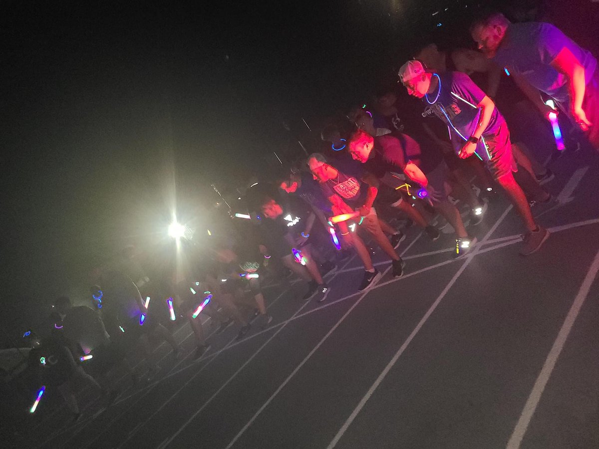 CrossRockdale's tweet photo. Sharing some more from our midnight mile! I was so excited/shocked to see the turnout these athletes had! Getting better every year 💙🐅💛  The community support is amazing https://t.co/opMuRfRd1c