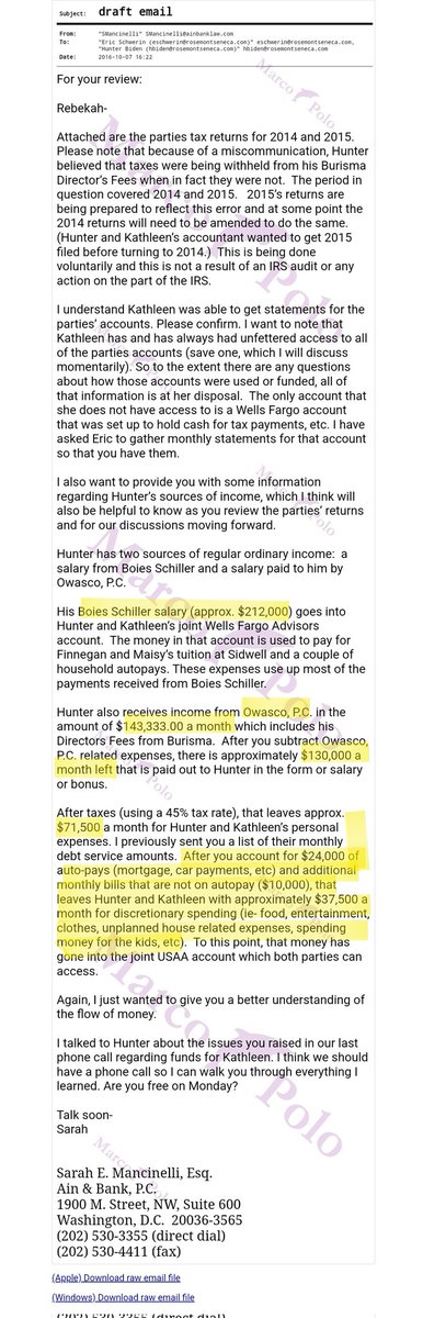 PoopTossinApe's tweet photo. So their (Hunter and Kathleen Biden) discretionary spending ALONE was 450,000 a year AFTER bills (37k a month)
Us plebs are lucky to see 50k a year BEFORE TAXES.
The system is rigged ladies and gentlemen. #HunterBiden #BidenDeliversAGAIN #Oct2016 https://t.co/KXScQz9Iqi
