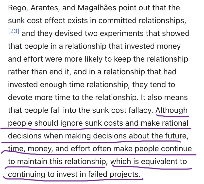 drheidibc's tweet photo. Sunk cost fallacy is my favorite logical fallacy, esp. re: toxic relationships &amp; reading instruction. Just bc you invested a lot of time, emotion, money, etc. into something that is failing, doesn’t mean you are stuck &amp; need to keep investing. Let go. Move forward. Be successful. https://t.co/EmsCCXUJ8y