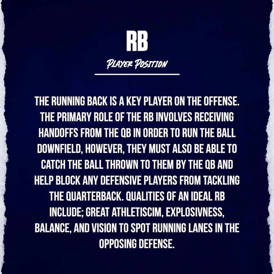 hudfbl_'s tweet photo. New to American Football? Need to know the basics? 
We'll be going over each position leading up to freshers!

Have a bit of speed? Able to evade tackles, or go through defenders? A bit of a protector?

Running Back might be for you! Join us and give it a go! 

#TogetherWeAchieve https://t.co/ojanWBlTzO