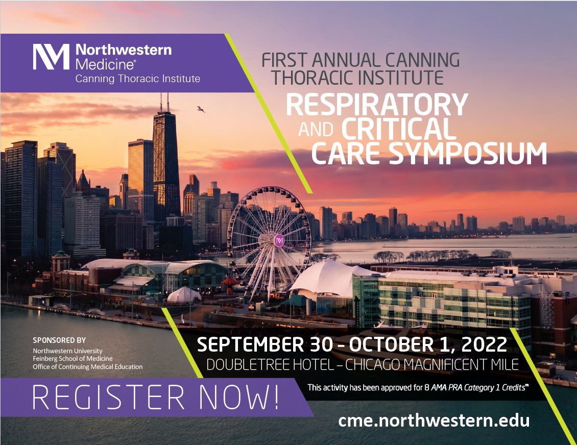 Join us for our first annual Respiratory and Critical Care Symposium. This event brings together experts in the fields of pulmonary medicine, critical care medicine and thoracic surgery to discuss evidence-based updates of high-yield topics in the field. northwestern.cloud-cme.com/course/courseo…