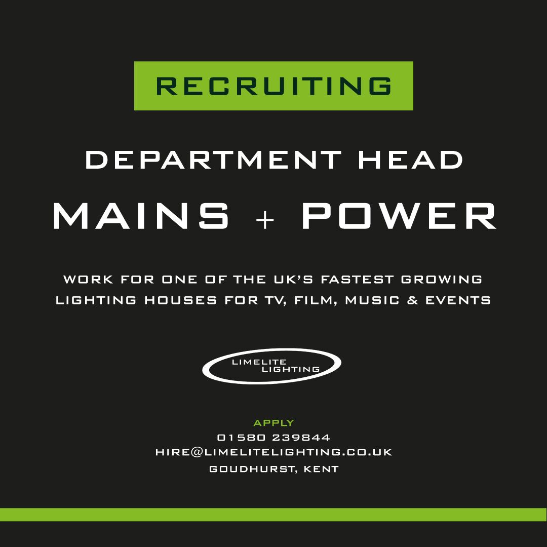 🟢 JOB ALERT - HEAD OF MAINS + POWER 

We are on the hunt for a suitable candidate to head up our mains and power department. If you think you have what it takes, email hire@limelitelighting.co.uk.

#hiring #electrician #lighting #jobsinkent #spark #jobsintv #Recruiting