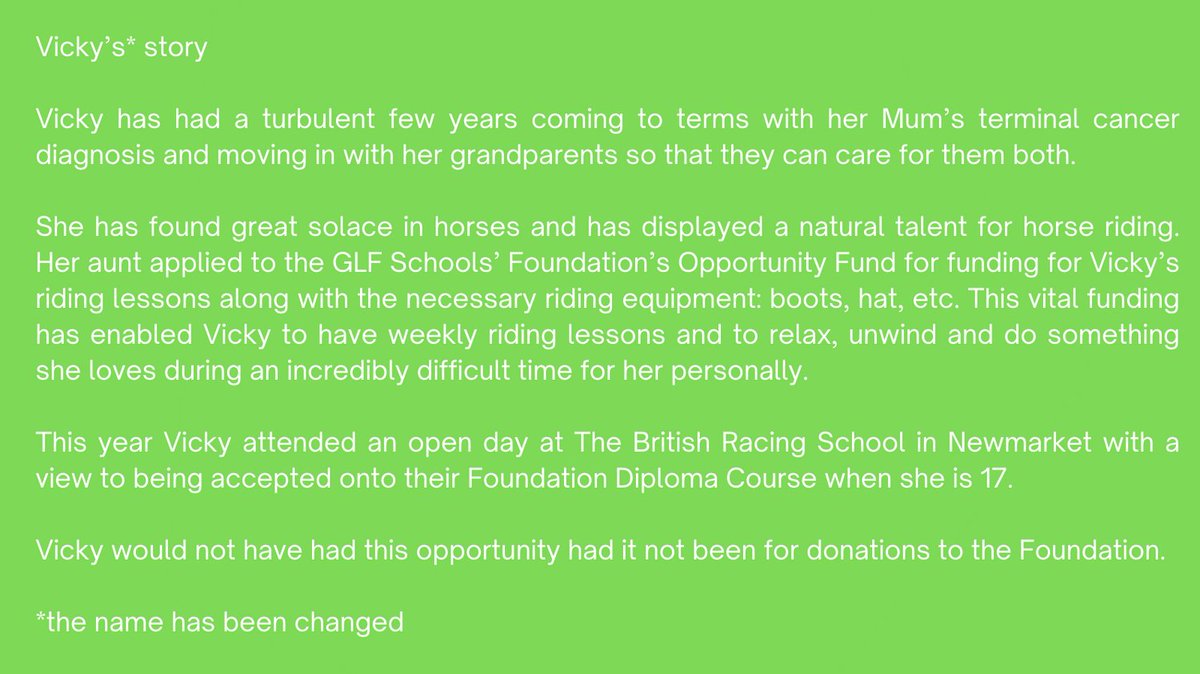 Read Vicky’s story to find out how the Foundation is supporting families within the Trust #getinvolved #opportunities #glfschools #weareglf #sport #art #drama #music